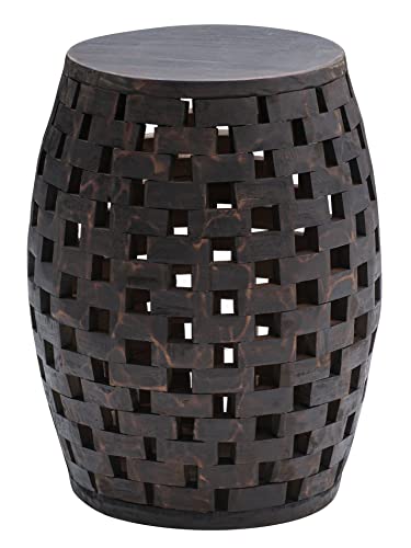 Photo 1 of Amazon Aware Outdoor Recycled Checkered Wood Stool and Plant Stand, Cocoa
