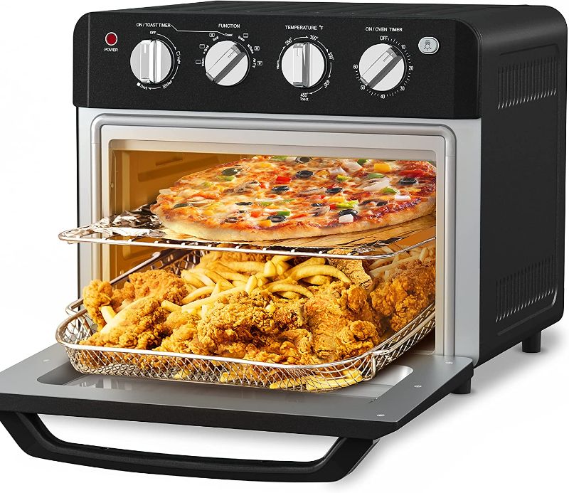 Photo 1 of **PARTS ONLY** NON FUNCTIONAL**Air Fryer Toaster Oven, Beelicious, 19 Quart/18L Countertop Convection Oven, 7-in-1 Toaster Oven Air Fryer Combo, with 4 Accessories & Recipe, ETL Certified (Black, Matte)
