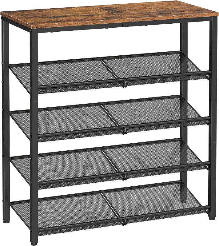 Photo 1 of VASAGLE Shoe Rack, 5-Tier Shoe Rack Organizer for Closet Entryway with Storage Shelves and Spacious Top, Free Standing, Steel, Industrial, Rustic Brown and Black ULBS038B01
