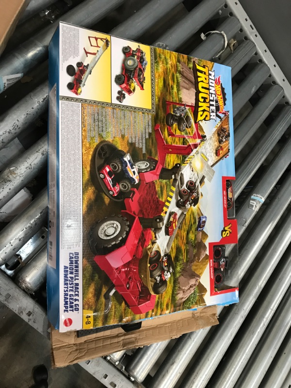 Photo 2 of ??Hot Wheels Monster Trucks, Transporter and Racetrack, Includes 1:64 Scale Bone Shaker Monster Truck and 1:64 Die-Cast Toy Car???
