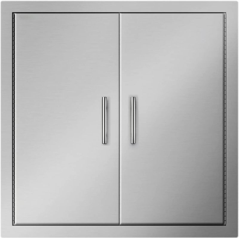 Photo 1 of 31 Inch BBQ Access Door 304 Stainless Steel BBQ Island 31W x 31H Inchs Double Door with Paper Towel Holder for Outdoor Kitchen