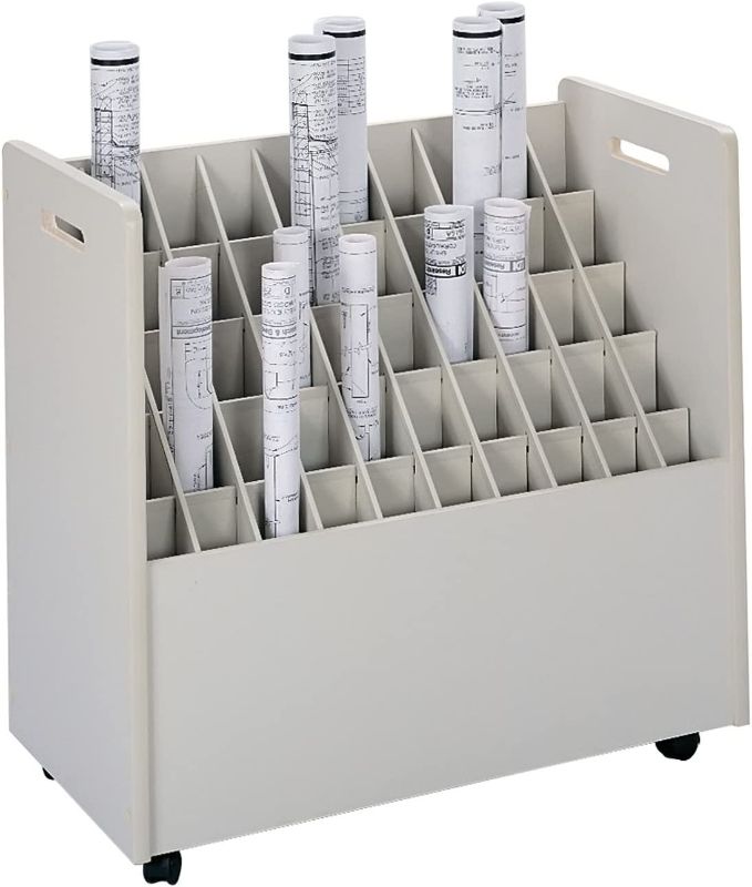 Photo 1 of Safco Products 3083 Mobile Roll File, 50 Compartment, Putty