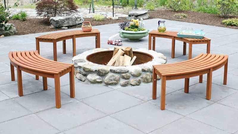 Photo 1 of ***PARTS ONLY*** Achla Designs 125-0011 Curved Backless, Natural Bench, Oiled Finish