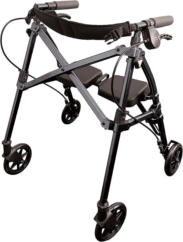 Photo 1 of Able Life Space Saver Rollator Short, Lightweight Junior Folding Walker for Seniors and Adults, Petite Walker with Wheels and Seat, Black Walnut
