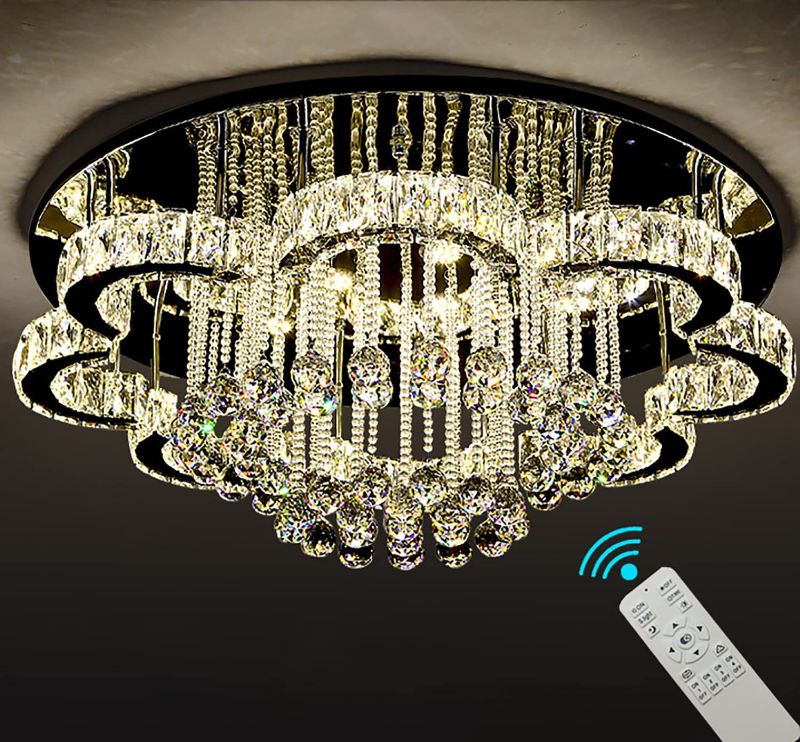 Photo 1 of 24''Modern Crystal Chandelier Bathroom Flowers Raindrop Crystal Ceiling Chandelier Raindrop Chandelier Dining Room Crystal Suspension Fixtures Lamp for Dining Room Pendant Light Kitchen Living Room