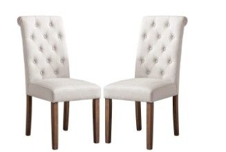 Photo 1 of 2 count High Back Tufted Parsons Upholstered Padded Dining Room Chairs