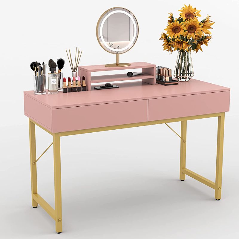 Photo 1 of OPENED!
WESTREE Women Makeup Vanity Desk Without Mirror Pink - Bedroom Home Office Desk with Drawer, Wooden Height Monitor Stand & Storage Shelf, Great Gift for Your Kids
