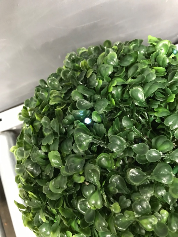 Photo 1 of 11" diameter Solar Powered LED Artificial Topiary Ball Decorative Prelit Faux Potted Boxwood with Rechargeable Battery for Outdoor Use by Pure Garden