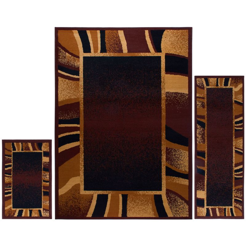 Photo 1 of 3 Piece Ariana Konya Area Border Rug Set - Brown
