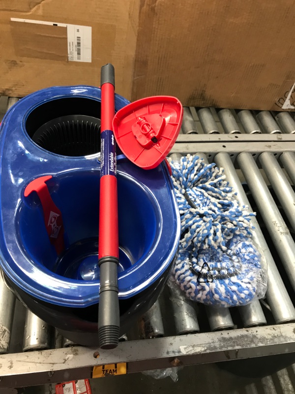 Photo 2 of O-Cedar EasyWring RinseClean Microfiber Spin Mop & Bucket Floor Cleaning System with 2 Extra Refills, Grey
