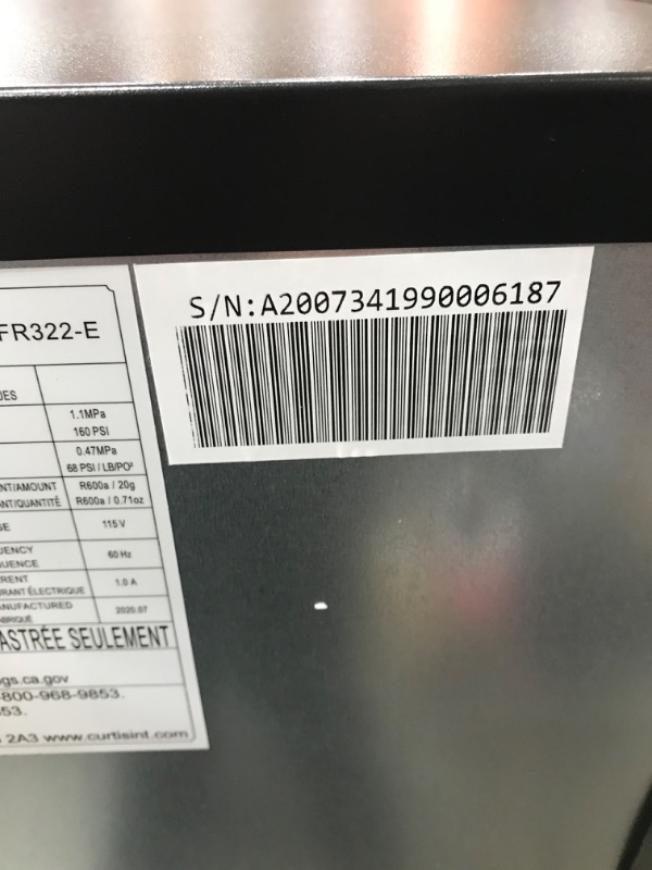 Photo 5 of (DOES NOT FUNCTION)RCA 3.2 Cu. Ft. Single Door Mini Fridge with Freezer RFR322, Platinum
**DOES NOT GET COLD OR POWER ON**