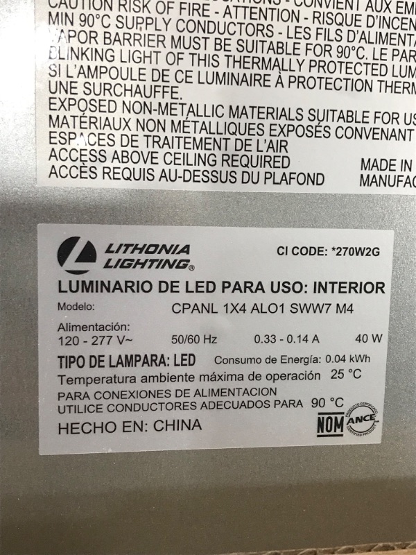 Photo 3 of Lithonia Lighting CPANL LED Flat Panel, 12"L X 48"W, 2400-4400 Lumen, 35-50K Switchable, Wht
