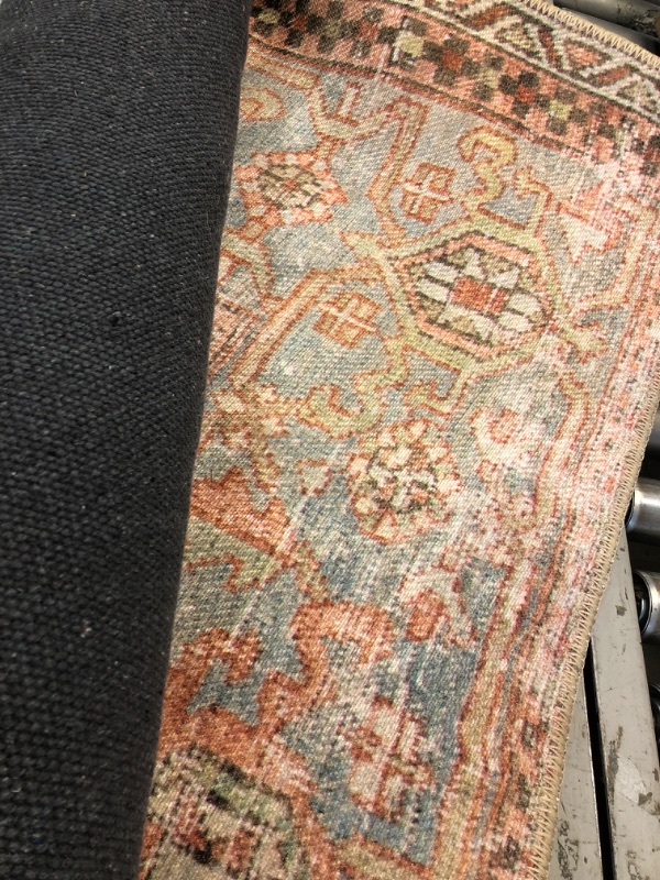Photo 1 of Loren Terracotta/Sky 8 ft. 4 in. x 11 ft. 6 in. Traditional Polyester Area Rug