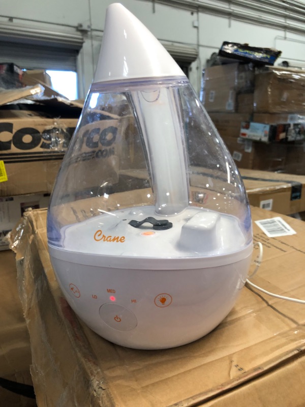 Photo 2 of 1 Gal. Top Fill Drop Cool Mist Humidifier with Sound Machine for Medium to Large Rooms up to 500 sq. ft. - Clear/White