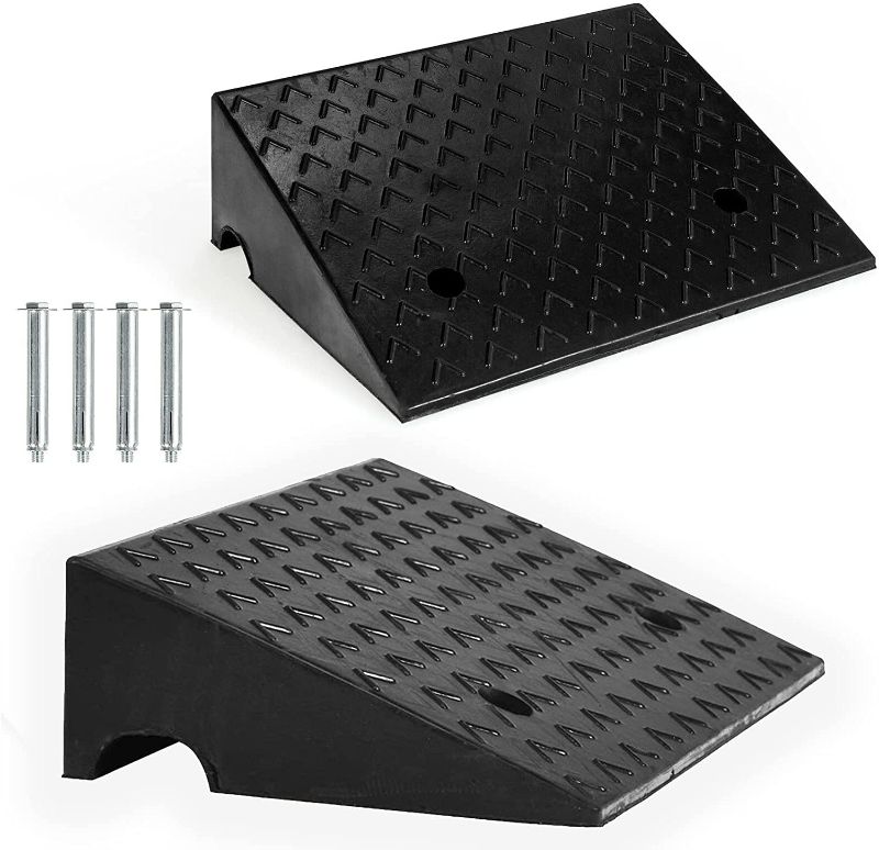 Photo 1 of  2PCS Driveway Curb Ramps, 5" Rise Portable Lightweight Threshold Ramp Set Heavy Duty Loading Ramp Slope Motorcycle Pad for Car, Sidewalk, Loading Dock
