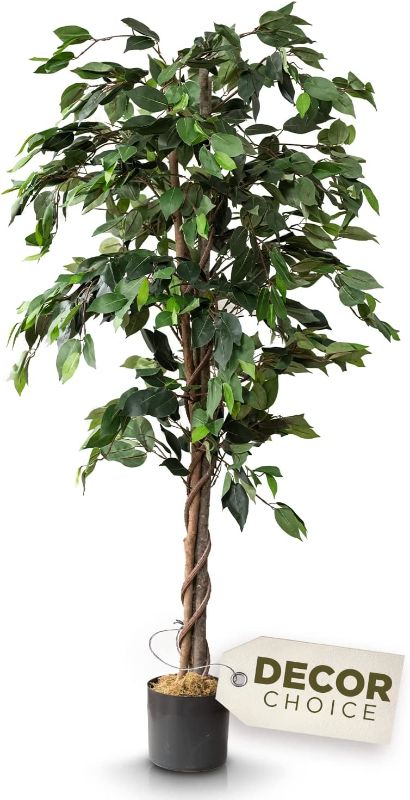 Photo 1 of Artificial Trees for Home Decor Indoor - Fake Plants & Faux Plants Indoor - Fake Plants Tall Ficus Tree Artificial, Plants for Living Room Decor, Tall Fake Plants Indoor, Fake Tree Indoor - 5 Feet
