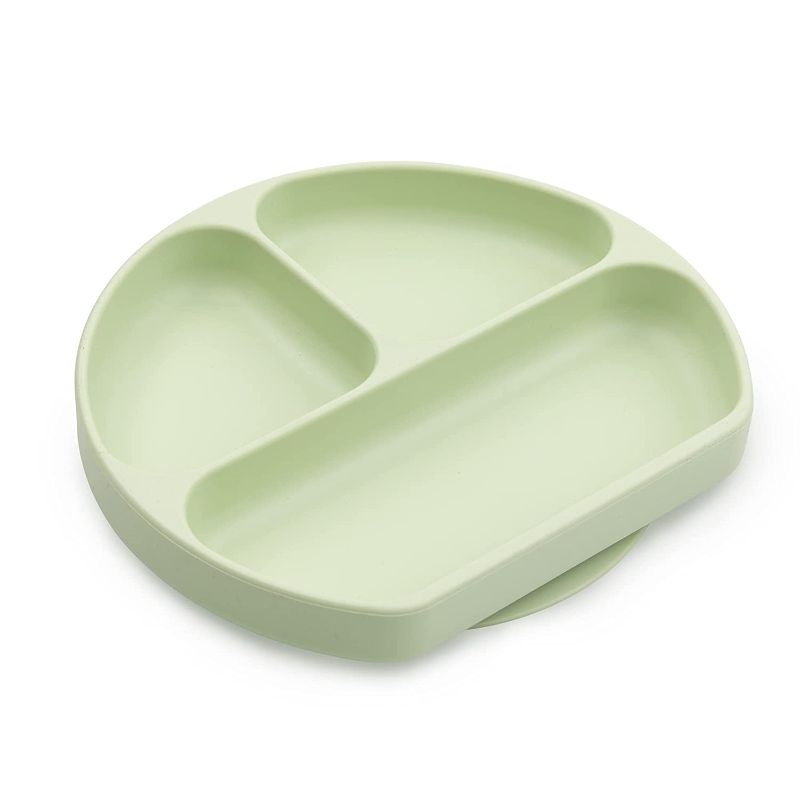 Photo 1 of Bumkins Silicone Grip Dish, Suction Plate, Divided Plate, for Baby and Toddler, BPA Free, Microwave and Dishwasher Safe – Sage
