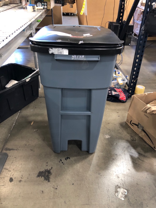 Photo 2 of 32 Gal. HDPE Rectangular Trash Can, Gray
