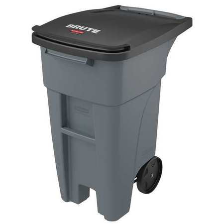 Photo 1 of 32 Gal. HDPE Rectangular Trash Can, Gray
