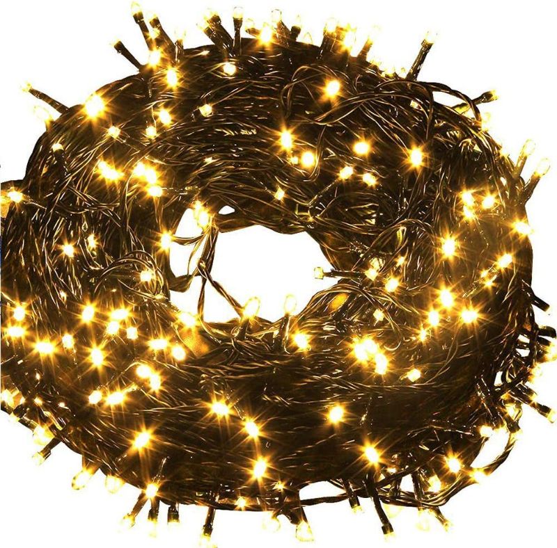 Photo 1 of Fairy Lights Outdoor String Lights 33ft 100 LED with Memory Modes Controller, Extendable Christmas Lights Decorations for Wedding, Christmas, Valentine, Patio, Indoor Outdoor (Black Wire - Warm White)
