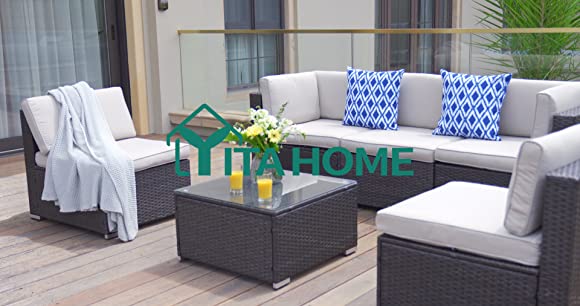 Photo 1 of (NOT FUNCTIONAL; INCOMPLETE; BOX3OF3; REQUIRES BOX1,2 FOR COMPLETION) YITAHOME 7 Piece Outdoor Patio Furniture Sets, Garden Conversation Wicker Sofa Set, and Patio Sectional Furniture Sofa Set with Coffee Table and Cushion for Lawn, Backyard, and Poolside