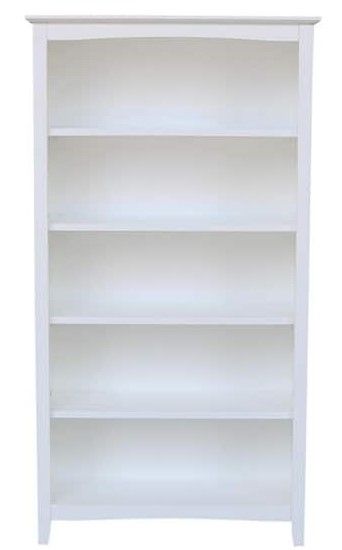 Photo 1 of 60 in. White Wood 5-shelf Standard Bookcase with Adjustable Shelves
