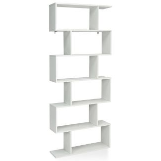 Photo 1 of Costway 6 Tier S-Shaped Bookshelf Storage Display Bookcase Decor Z-Shelf, Dimensions (Overall): 75 inches (H) x 9 inches (W) x 31.5 inches (D)


