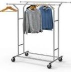 Photo 1 of (STOCK PIC INACCURATELY REFLECTS ACTUAL PRODUCT; MISSING MANUAL/HARDWARE) rolling clothing rack with double layer hooks