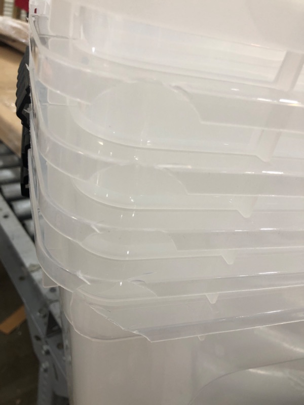 Photo 3 of (CRACKED LIDS/CONTAINERS) IRIS USA 54 Qt Clear Plastic Storage Box with Latches, 6 Pack