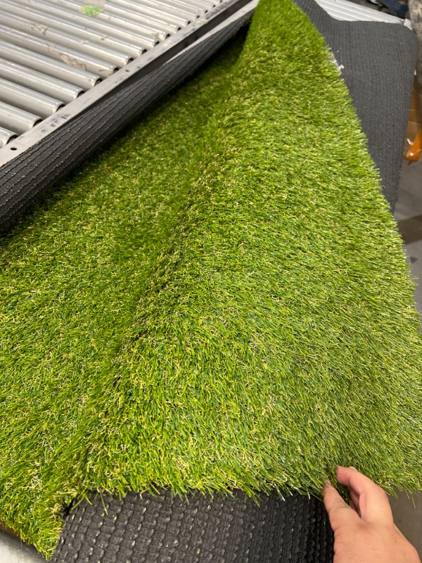 Photo 2 of 18mm Green Artificial Grass 4FTX6FT, Fake Faux Grass Turf Mat, Indoor Outdoor Garden Dogs Pet Synthetic Grass Carpet Doormat, Rubber Backed with Drainage Holes
