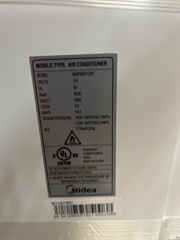 Photo 1 of 3-in-1 Portable Air Conditioner, Dehumidifier, Fan, for Rooms up to 150 sq ft, 8,000 BTU (5,300 BTU SACC) control with Remote