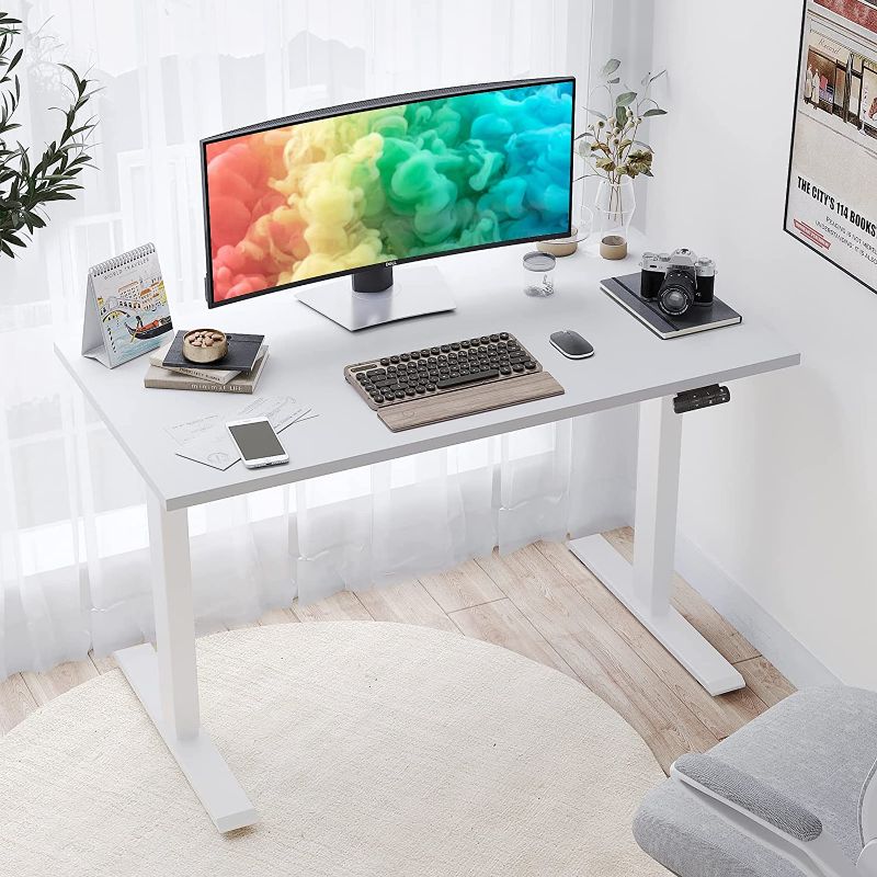 Photo 1 of Sunon Smart Advanced Standing Desk, Dual Motor Electric Adjustable Height Desk for Home Office, Sit to Stand Desk Laptop Computer Writing Office Desks & Workstations with 3 Pre-Set and USB Port 48"
