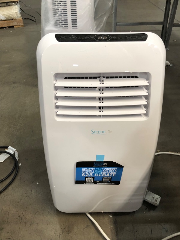 Photo 2 of ***PARTS ONLY*** SereneLife SLPAC8 Portable Air Conditioner Compact Home AC Cooling Unit with Built-in Dehumidifier & Fan Modes, Quiet Operation, Includes Window Mount Kit, 8,000 BTU, White
