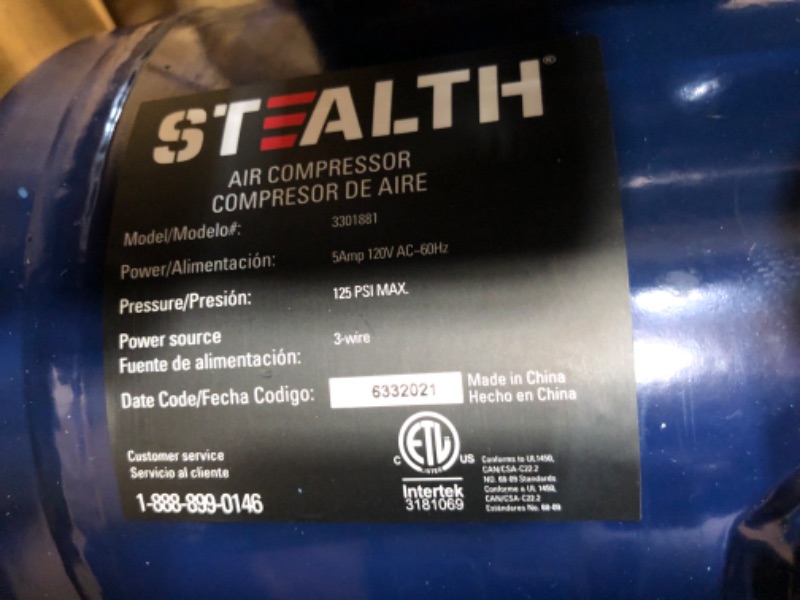 Photo 1 of Stealth Ultra Quiet Air Compressor, Only 60 Decibel 2 Gallon Peak 3/4 HP Max 125 PSI Portable Air Compressor, Oil-Free Air Pump, 1.8 CFM @ 90 PSI Electric Air Compressor for Garage Innovation Work