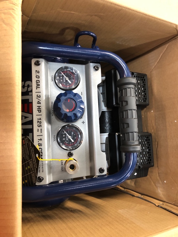 Photo 1 of Stealth Ultra Quiet Air Compressor, Only 60 Decibel 2 Gallon Peak 3/4 HP Max 125 PSI Portable Air Compressor, Oil-Free Air Pump, 1.8 CFM @ 90 PSI Electric Air Compressor for Garage Innovation Work