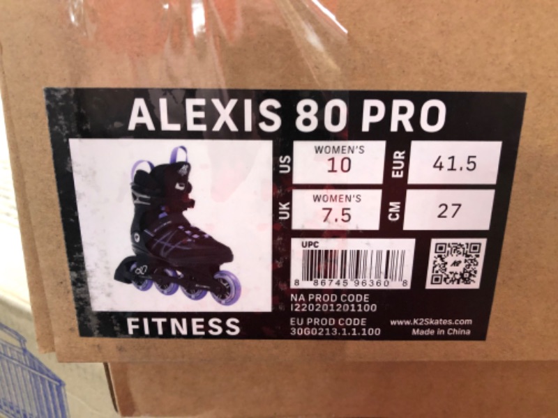 Photo 4 of K2 Alexis 80 Pro Women's Inline Skates Black/Lavendar SIZE WOMENS 10. MINOR SIGNS OF USE