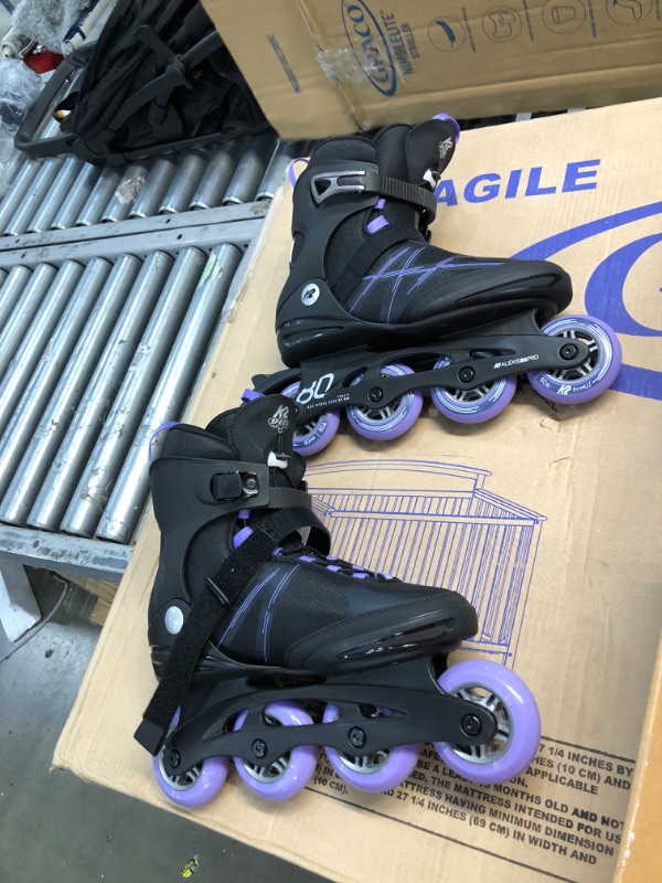 Photo 2 of K2 Alexis 80 Pro Women's Inline Skates Black/Lavendar SIZE WOMENS 10. MINOR SIGNS OF USE