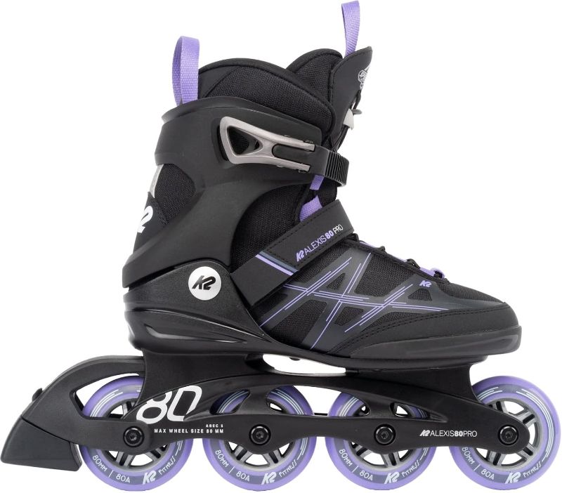 Photo 1 of K2 Alexis 80 Pro Women's Inline Skates Black/Lavendar SIZE WOMENS 10. MINOR SIGNS OF USE