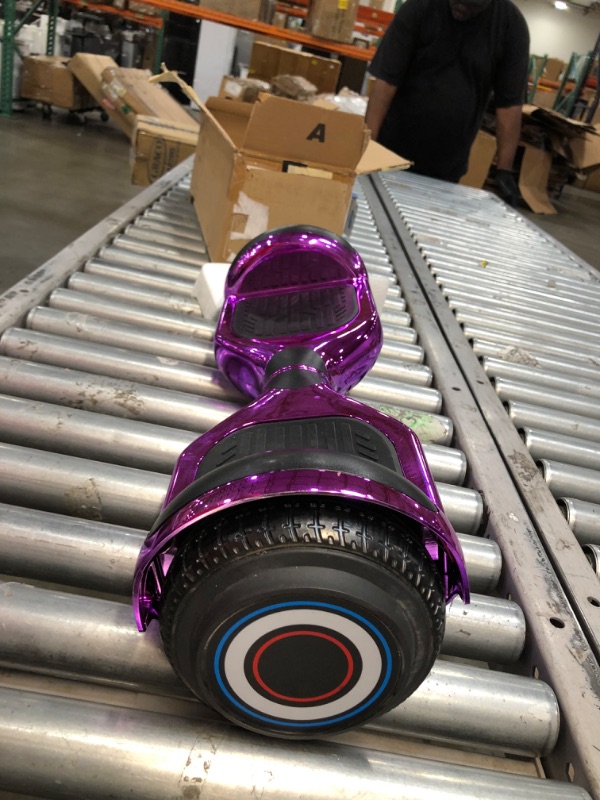 Photo 3 of TPS Power Sports Hoverboard Self Balancing Scooter for Kids and Adults Hover Board with 6.5 In. Wheels Built-in Bluetooth Speaker Bright LED Lights UL2272 Certified (Chrome Purple) (MINOR SIGNS OF USE. UNABLE TO TEST DUE TO MISSING CHARGER)