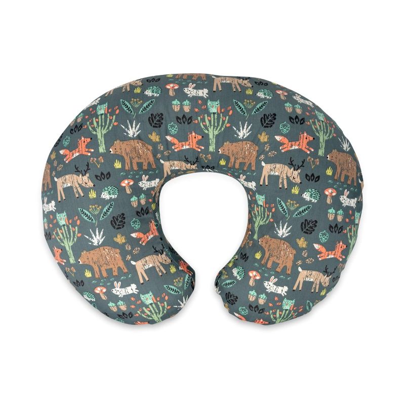 Photo 1 of Boppy Nursing Pillow and Positioner—Original | Green Forest Animals | Breastfeeding, Bottle Feeding, Baby Support | With Removable Cotton Blend Cover | Awake-Time Support