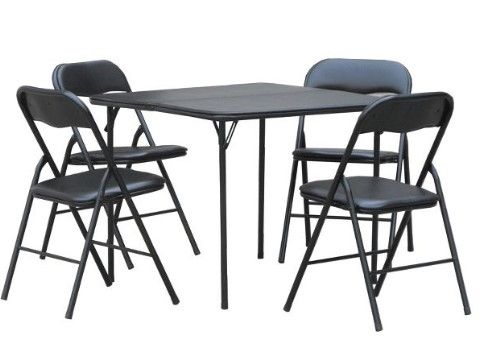 Photo 1 of 5pc Folding Table Set Black - Plastic Dev Group