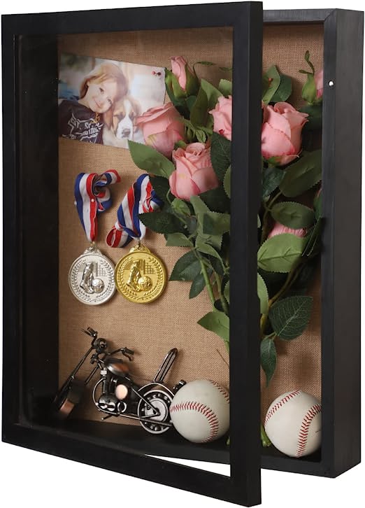 Photo 1 of 16x20 Shadow Box Frame Black, Extra Large Shadow Boxes Display Cases with Front Opening Hinged Door for Keepsake Bridal Wedding Bouquet Flowers Baseball Memorabilia Poster Antique Jersey Pet Memorial