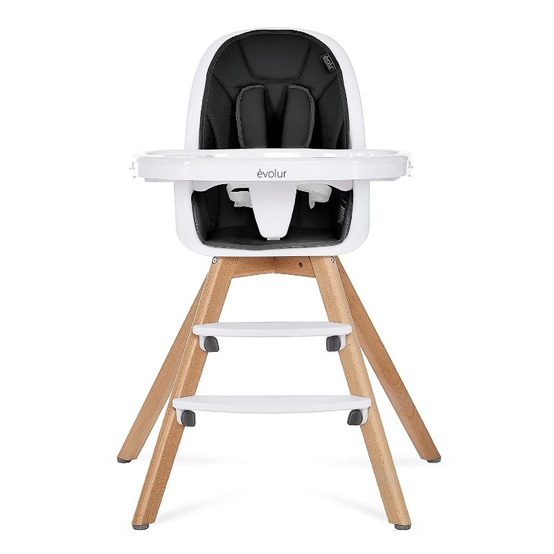 Photo 1 of Evolur Zoodle 2 in 1 High Chair, Modern Design, Toddler Chair, Removable Cushion, Adjustable Tray, Baby and Toddler, Black
