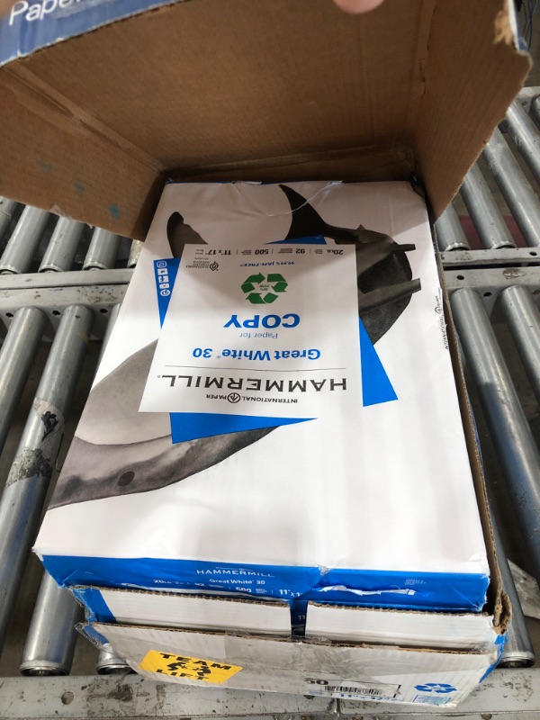 Photo 2 of Hammermill Paper, Great White Copy Paper 30% Recycled, 20lb, 11 x 17, Ledger, 92 Bright, 2500 Sheets / 5 Ream Case, (086750C), Made In The USA