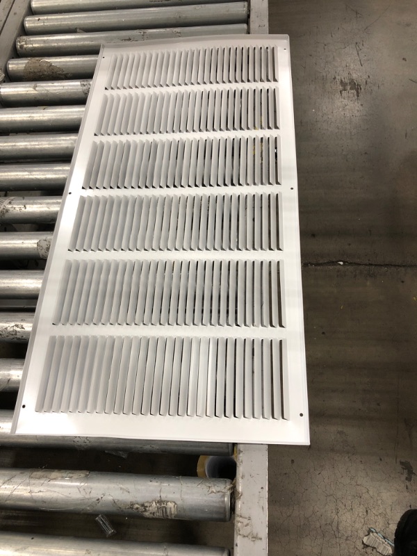 Photo 2 of 30"W x 14"H [Duct Opening Measurements] Steel Return Air Grille (HD Series) Vent Cover Grill for Sidewall and Ceiling, White | Outer Dimensions: 31.75"W X 15.75"H for 30x14 Duct Opening
