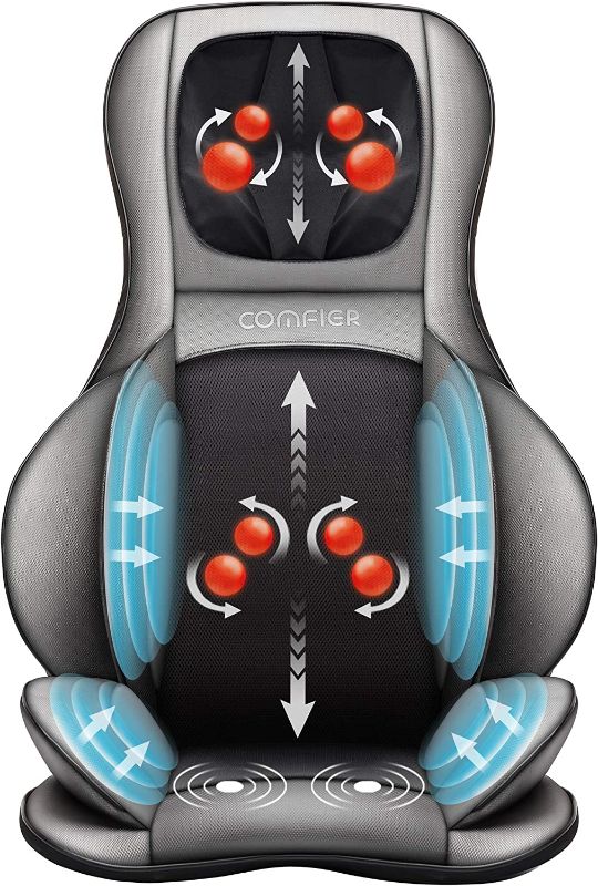 Photo 1 of Comfier Shiatsu Neck & Back Massager – 2D/3D Kneading Full Back Massager with Heat & Adjustable Compression, Massage Chair Pad for Shoulder Neck and Back Full Body, Gifts for Men Dad
