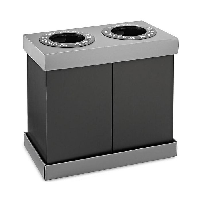 Photo 1 of Alpine Industries 28 Gal. Black Plastic 2-Compartment Indoor Trash Can and Recycling Bin 2 Pack (471-02-BLK-2PK)
