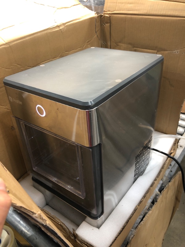 Photo 3 of GE Profile Opal | Countertop Nugget Ice Maker with Side Tank | Portable Ice Machine Makes up to 24 Lbs. of Ice per Day | Stainless Steel Finish
