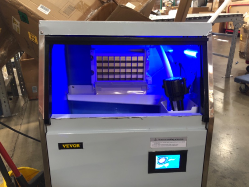 Photo 3 of VEVORbrand Commercial Ice Maker 80 - 90 lbs/24H,Ice Machine with 33 lbs Storage Bin, Clear Cube, Advanced LCD Panel, Auto Operation, Blue Light, Fully Upgrade
