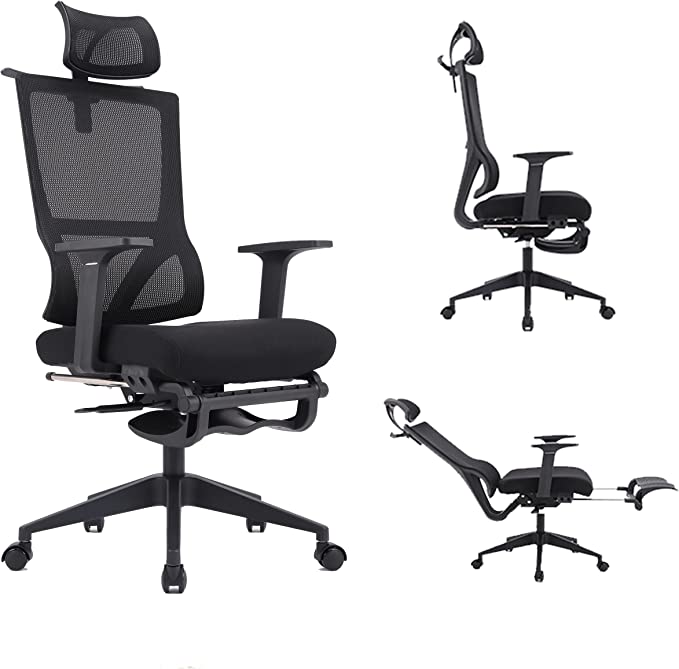 Photo 1 of Ergonomic Office Chair, Computer Desk Chair with Adjustable Headrest, Lumbar Support and footrest, Tilt Function and Blade Wheels Mesh, Computer Chair, Gaming Chairs, Executive Swivel Chair
